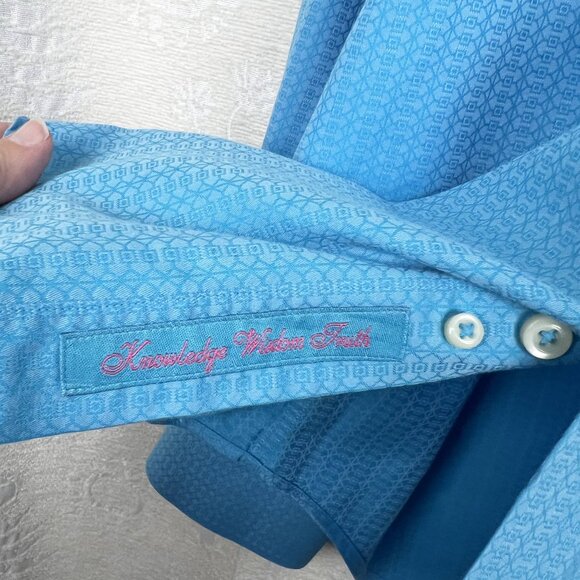 Robert Graham blue jacquard button up shirt paisley contrast print XL cotton - Picture 9 of 11